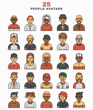 Vektör çizim düz avatarlar Icons set