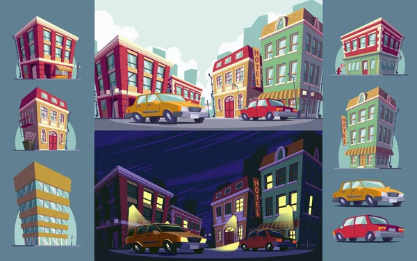 Dibujos animados vectoriales ilustración de la zona urbana histórica — Vector de stock