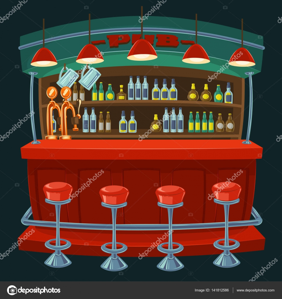 Cartoon afbeelding het interieur van de kroeg — Stockvector ... Cartoon afbeelding het interieur van de kroeg — Stockvector ...