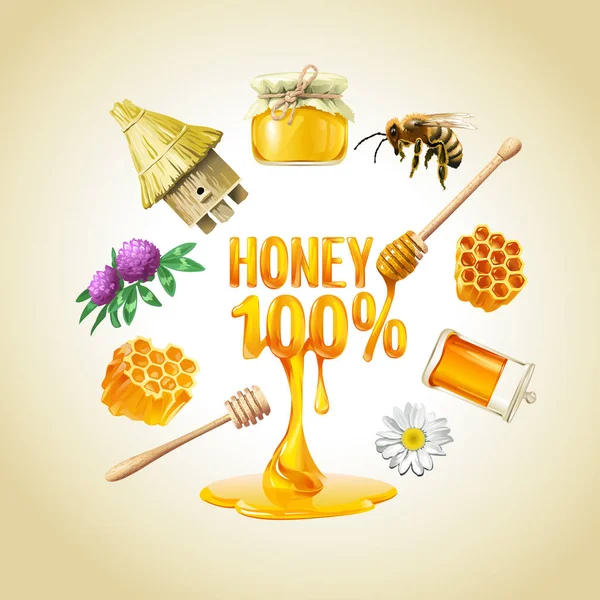 Set di icone di miele . — Foto Stock