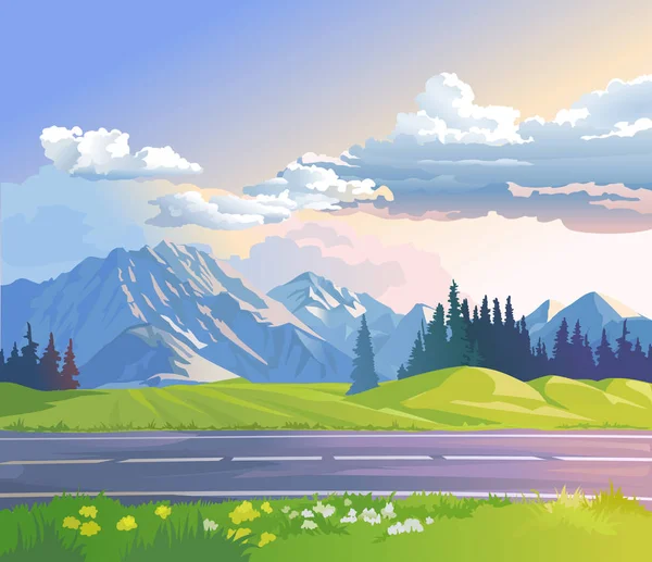 Bir dağ manzarasının çizimi — Stok fotoğraf