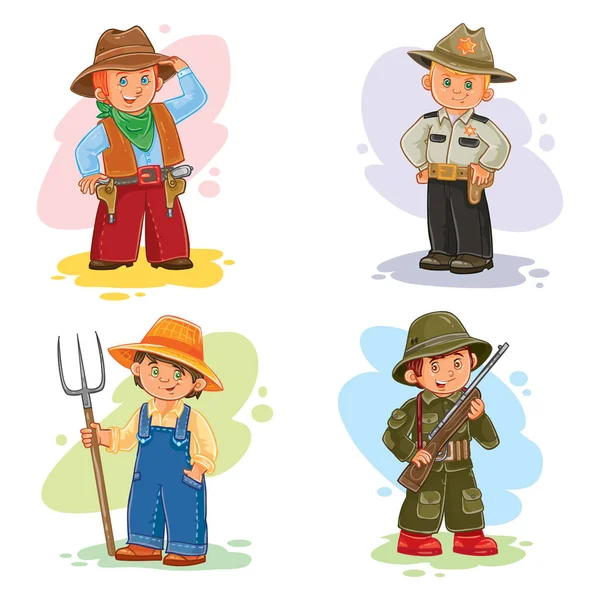 Conjunto de iconos de niños pequeños diferentes profesiones — Foto de Stock