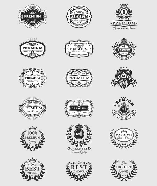 Значки, наклейки высшего качества изолированы на белом
