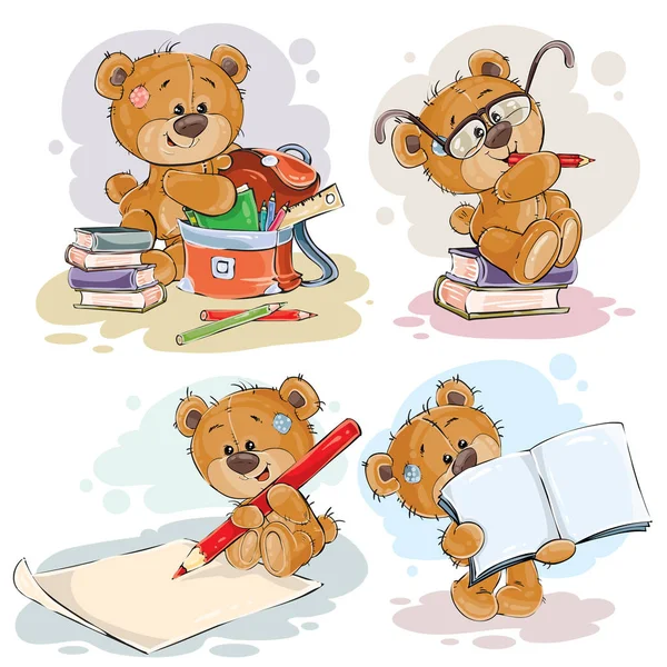 Ilustrações engraçadas para cartões de felicitações e livros infantis sobre o tema da educação escolar e universitária —  Vetores de Stock