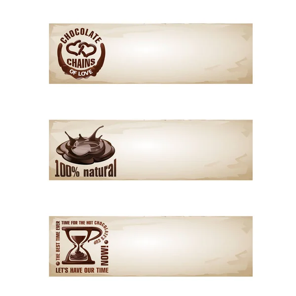 Set di banner vettoriali al cioccolato . — Vettoriale Stock