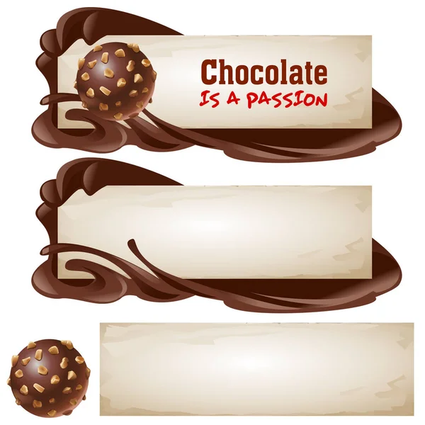 Conjunto de banners vetoriais de chocolate . — Vetor de Stock