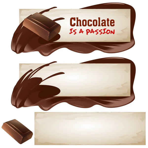 Set di banner vettoriali al cioccolato . — Vettoriale Stock