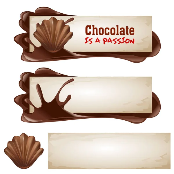 Set banner coklat vektor . - Stok Vektor