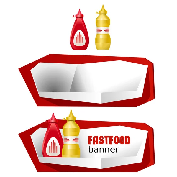 Gyönyörű rajzfilm ikonok és a fast food bannerek — Stock Vector