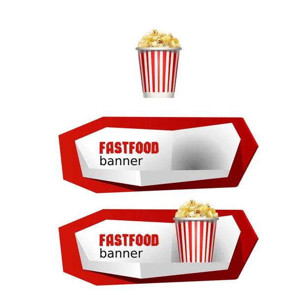 Gyönyörű rajzfilm ikonok és a fast food bannerek — Stock Vector