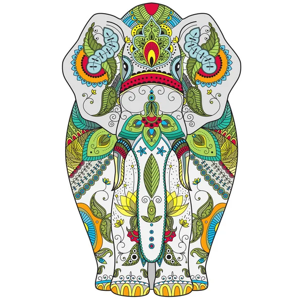 Poster cu elefant cu model zenart — Vector de stoc