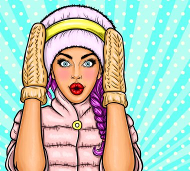Seksi pop sanat kız ağzını ve indirimler ve satış hakkında fısıltılar için elele
