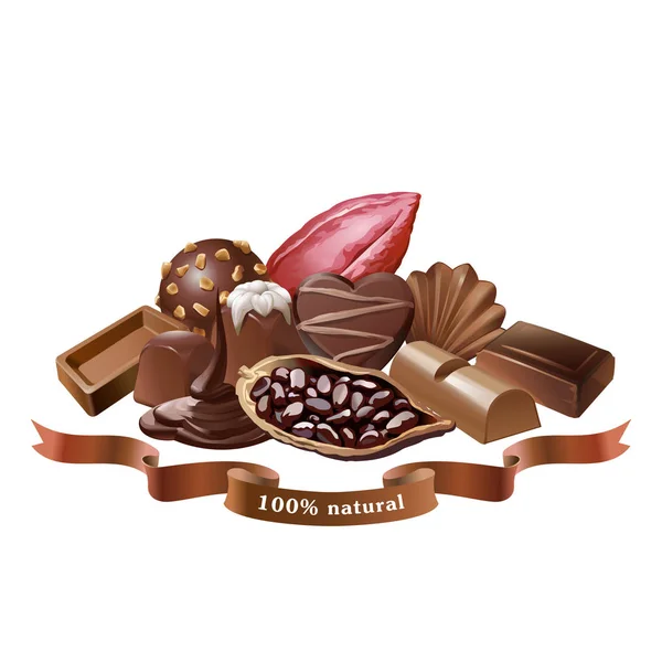 Ilustracja wektorowa czekoladowych słodkości — Wektor stockowy