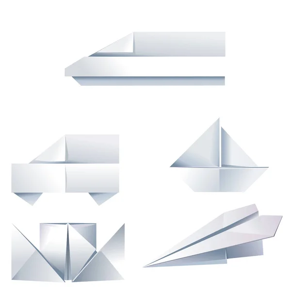 Набор векторных икон оригами на тему путешествия . — стоковый вектор