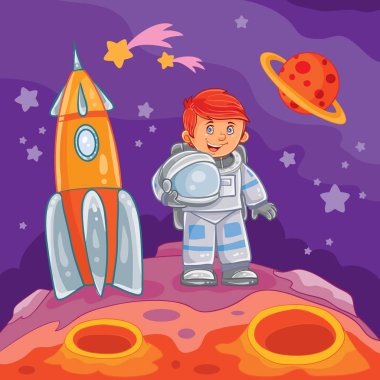 küçük bir çocuk astronot çizimi