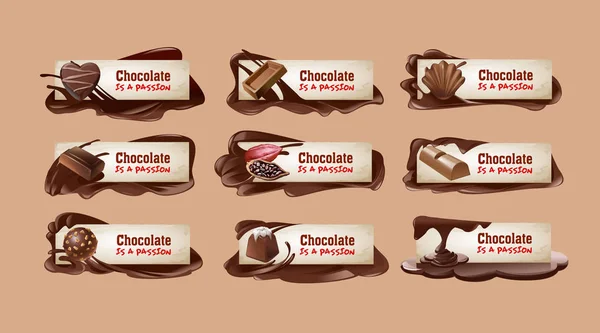 チョコレート バナーの設定. — ストック写真