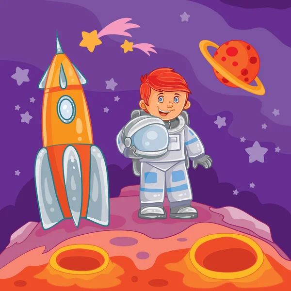 一个小男孩宇航员的插图 — 图库照片