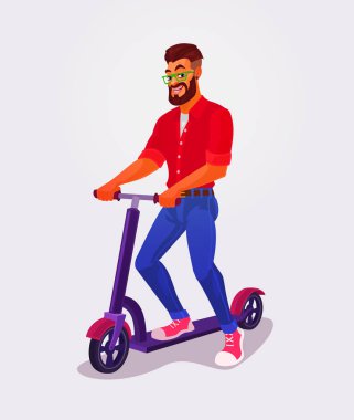 tekme scooter kullanarak şekil adam