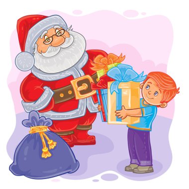 Noel Baba ve küçük çocuk çizimi