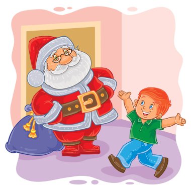 Noel Baba ve küçük çocuk çizimi