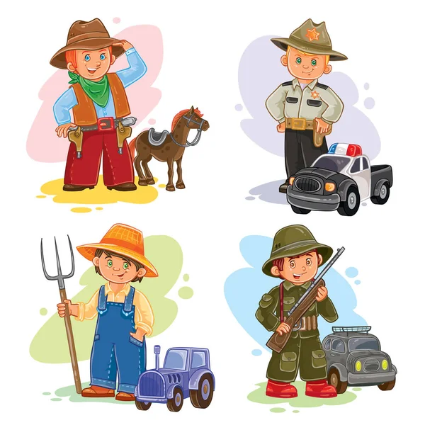 Set icons of small children different professions — Stock Photo, Image