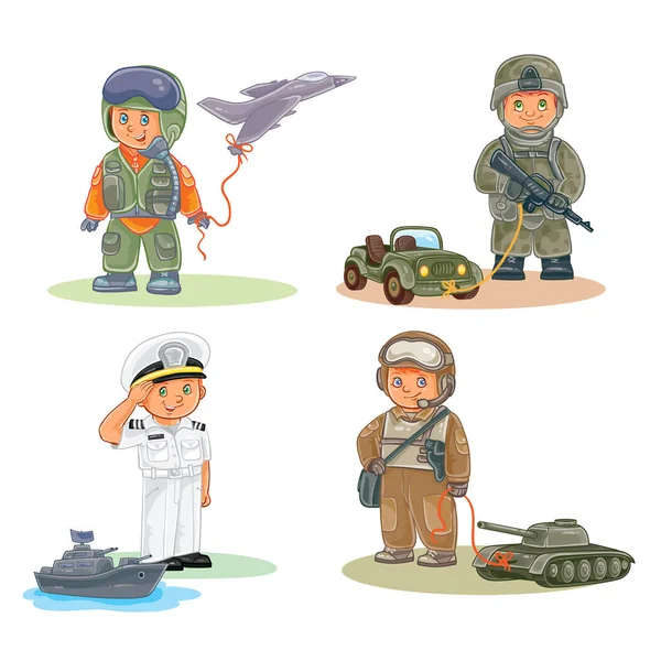 Set icônes de petits enfants différentes professions — Photo