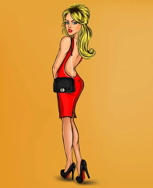 Ilustracja sexy pin up Blondynka — Zdjęcie stockowe