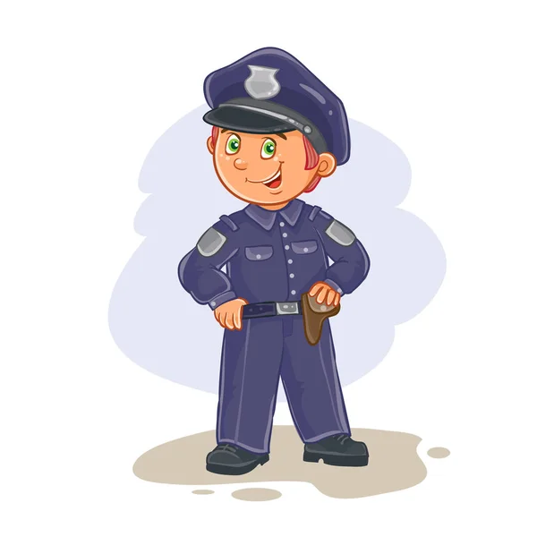 Icono vectorial de un niño pequeño policía . — Archivo Imágenes Vectoriales