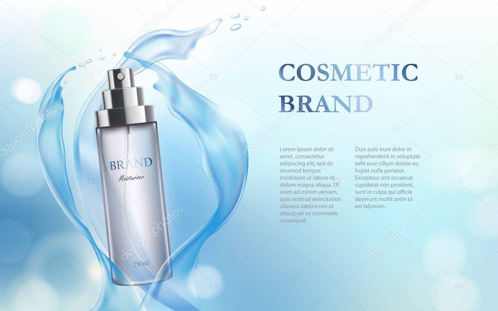 Light-blue background with moisturizing cosmetic premium product