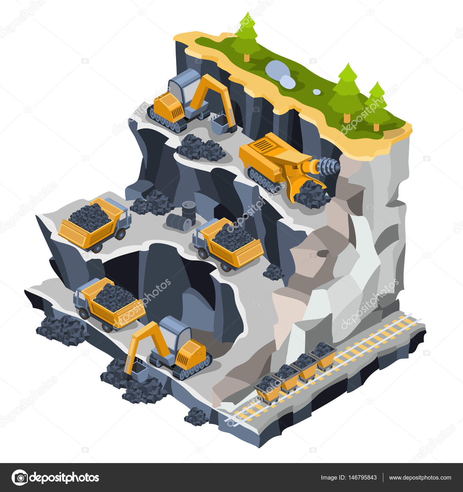 Free Vector  Isometric mining game level template