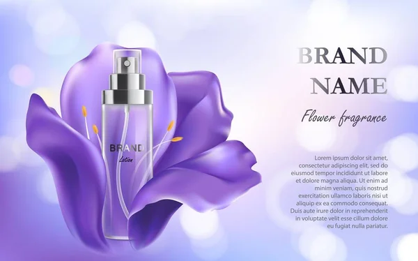 Fundo violeta claro com produto premium cosmético anti-envelhecimento — Vetor de Stock