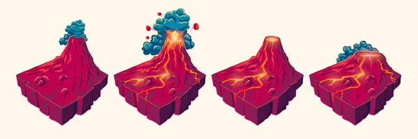 Vector 3D île tropicale, île volcanique, désert, île de glace, éléments de conception pour les jeux — Image vectorielle