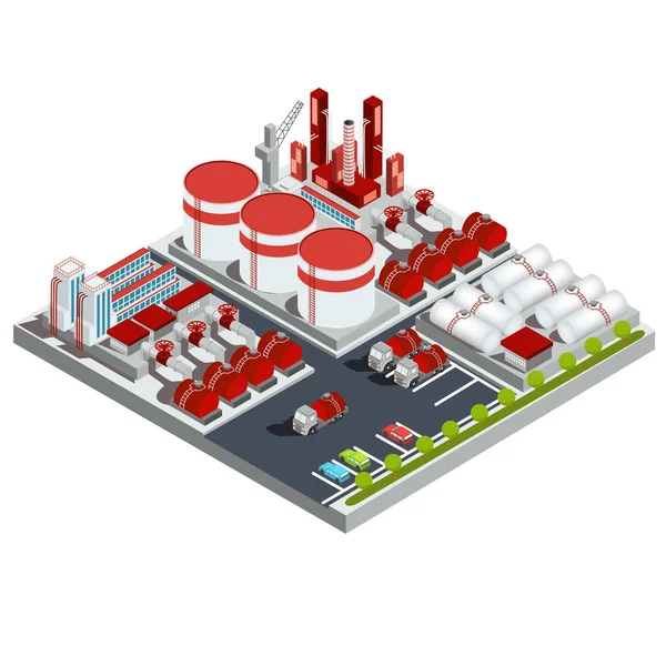 Ilustrações isométricas vetoriais refinaria de petróleo —  Vetores de Stock