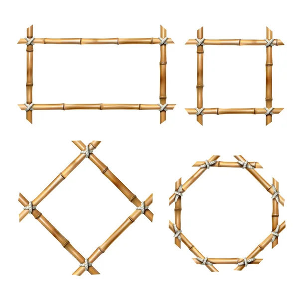Conjunto de molduras de bambu vetoriais — Vetor de Stock