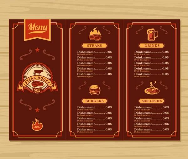 Modèle pour le menu du restaurant — Image vectorielle