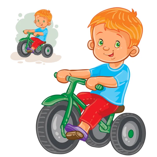 Vectorillustratie van kleine jongen rijden driewieler — Stockvector