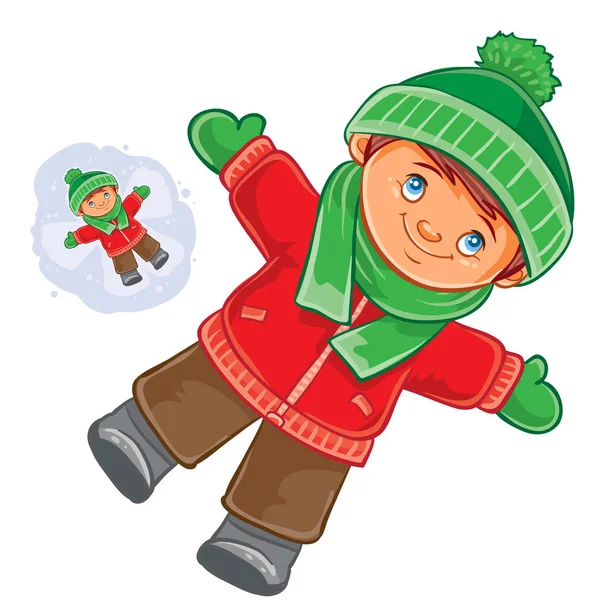 Little child wallow in the snow — Stock Vector
