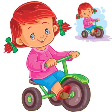 Small girl riding a tricycle clipart