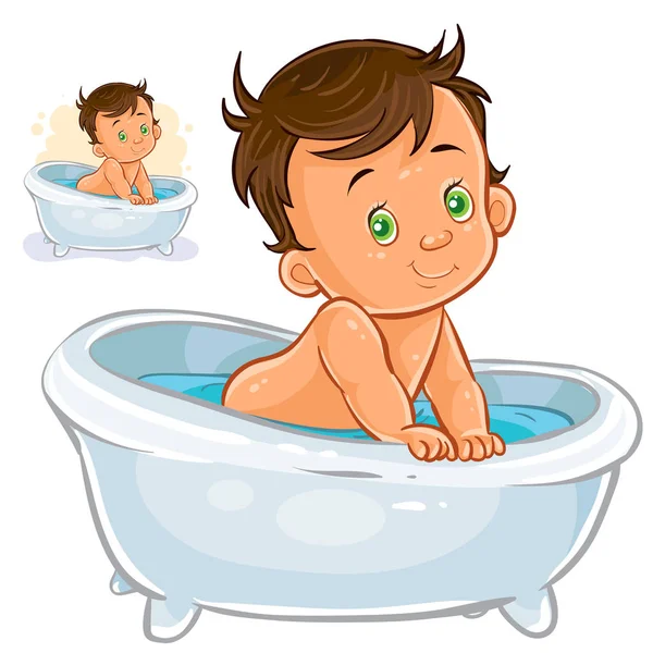 Niño pequeño tomar un baño — Vector de stock