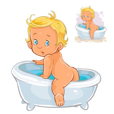 Küçük çocuk banyodan tarar