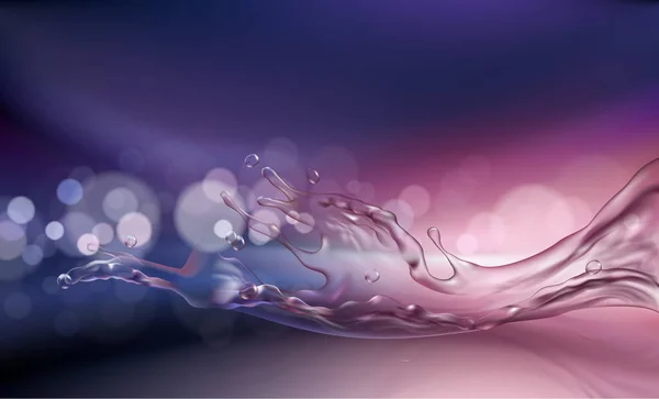 Векторный 3D фиолетовый и розовый фон с брызгами воды — стоковый вектор