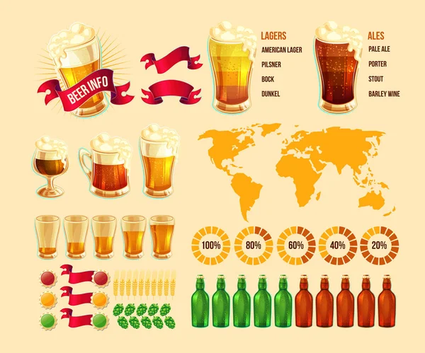 Zestaw elementów wektorowych piwo infografikę, ikony — Wektor stockowy