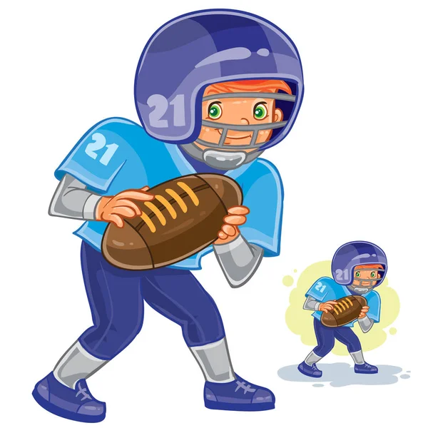 Petit garçon vecteur jouant au football américain . — Image vectorielle