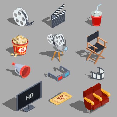 set of cinema icons clipart