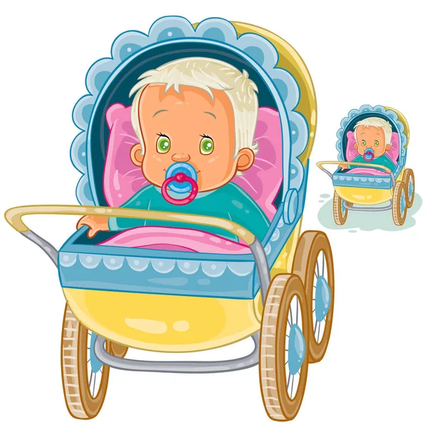 Çocuk arabası bebek yatıyor — Stok Vektör