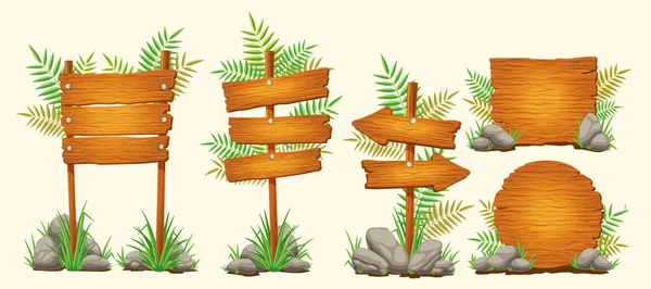 Set di cartoni animati in legno — Vettoriale Stock