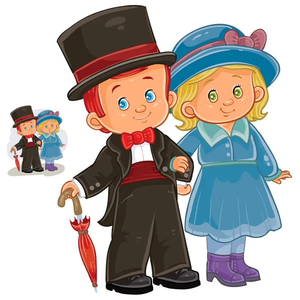 Boy and girl dressed in period costumes. — Stock Vector