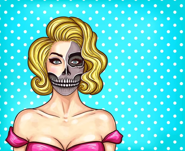 Mujer con maquillaje en estilo pop art — Vector de stock