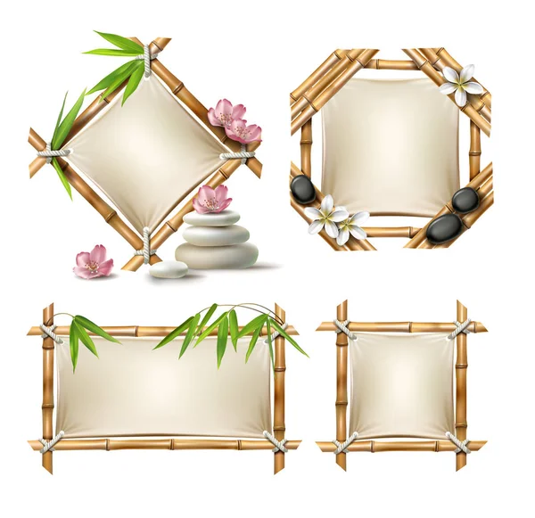 Ensemble de cadres vectoriels en bambou — Image vectorielle