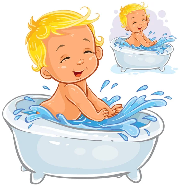 Little baby splashing in the bath — стоковый вектор
